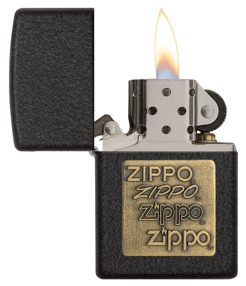 Zippo Brass Logo Emblem Black Crackle® Lighter – Zippo USA
