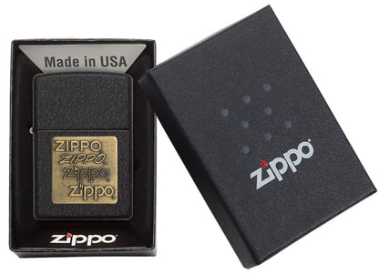 Zippo Brass Logo Emblem Black Crackle® Lighter – Zippo USA