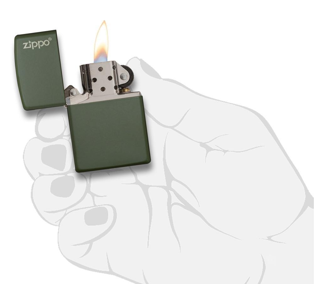 Classic Lighter with Zippo Logo, green, matte | Zippo