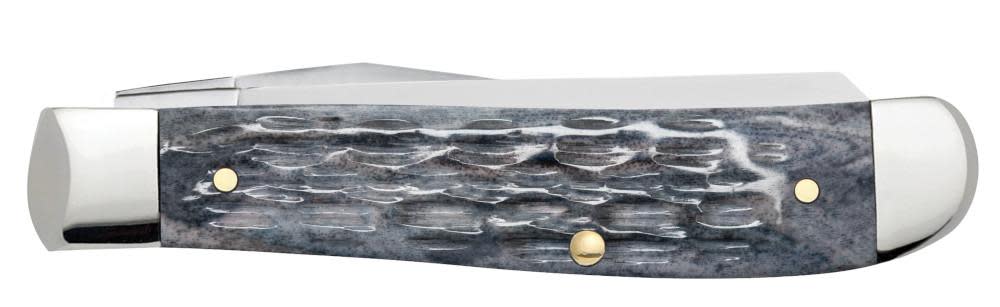 Case Mini Trapper Pocket Knife Gray Bone Crandall Jig (6207 SS) - 58414
