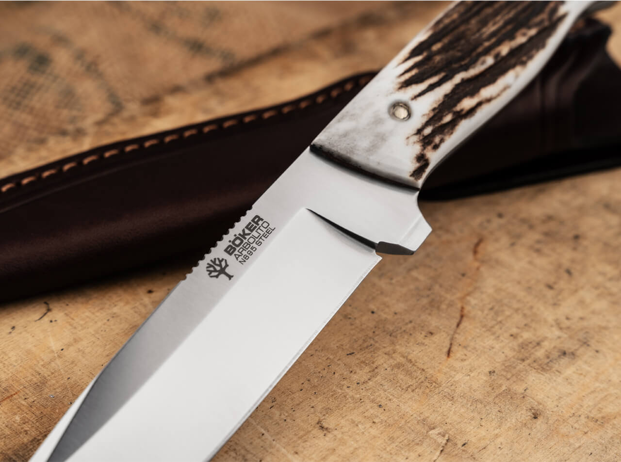 Boker 02BA303H Arbolito Relincho Cuerno Fixed Blade Knife with Stag Handle
