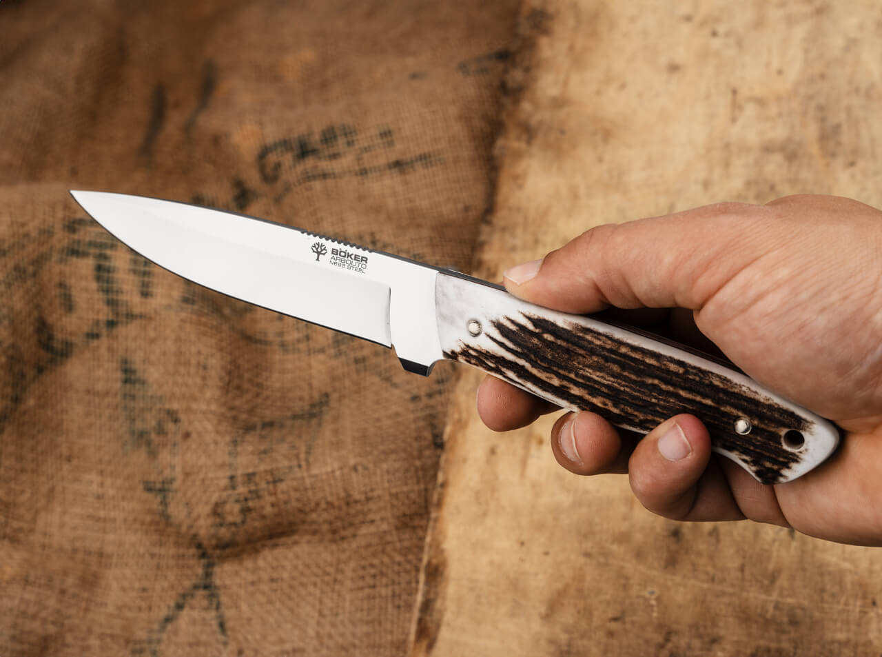 Boker 02BA303H Arbolito Relincho Cuerno Fixed Blade Knife with Stag Handle
