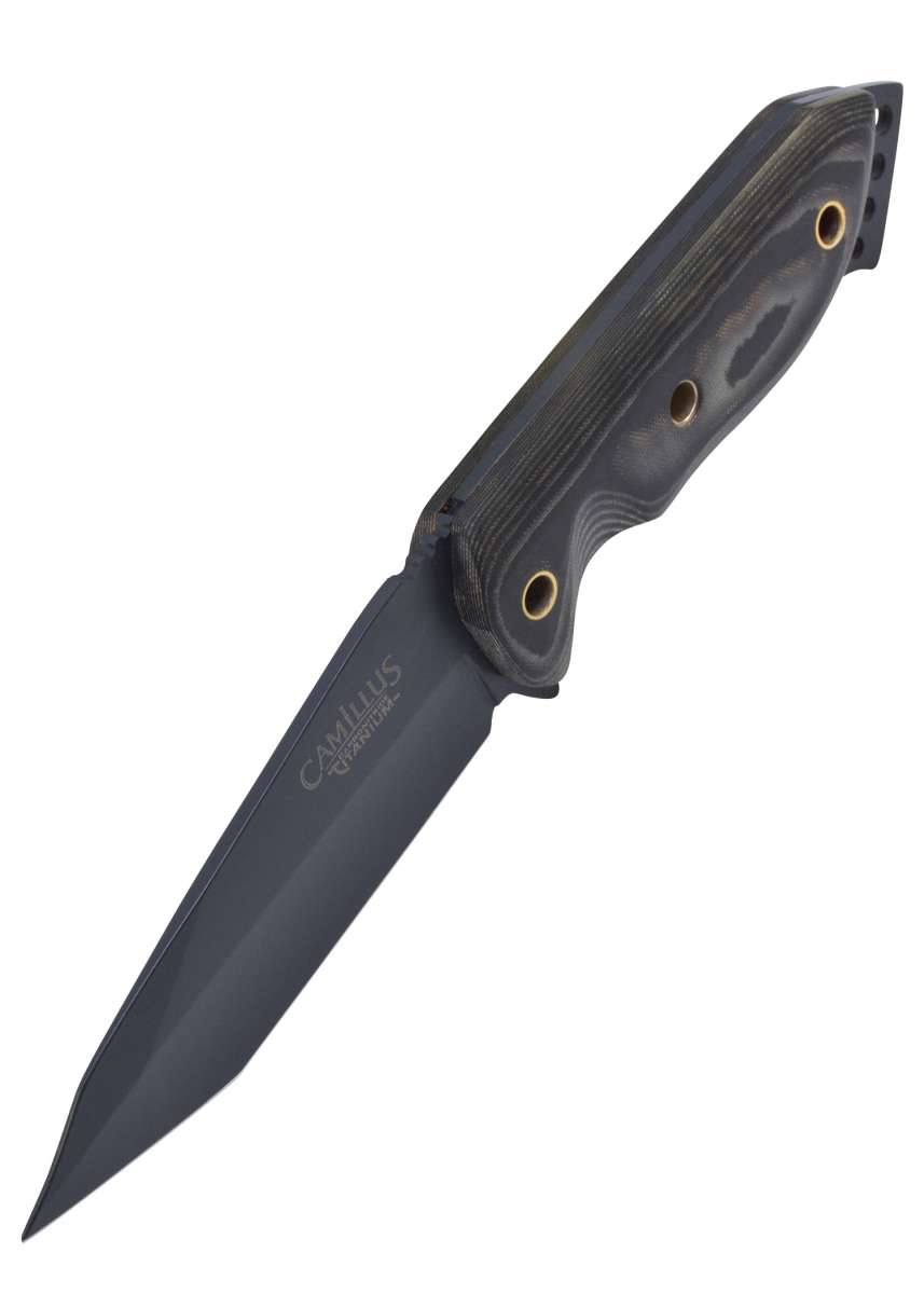 Camillus 18509 Fixed knife black AUS-8 Micarta Tanto Plain edge

