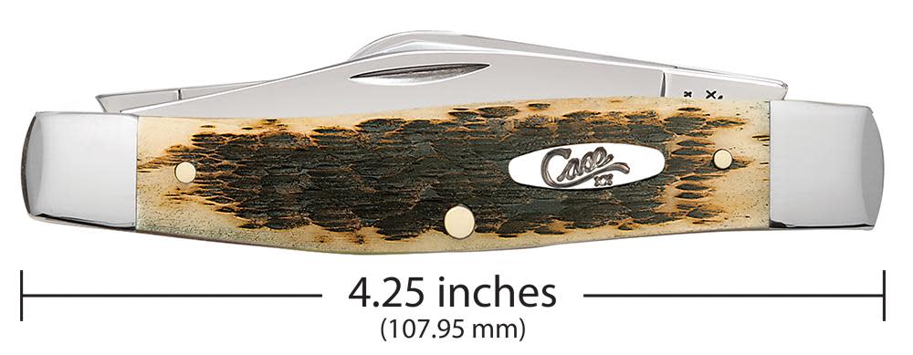 Case 204 Jumbo Stockman Folding Pocket Knife with Amber Bone Handle
