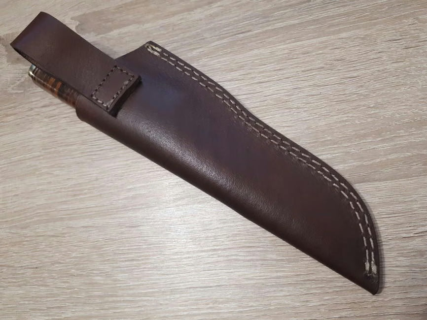 Tallen Jungle Hunter Brown Fixed Blade Knife - Damascus Plain
