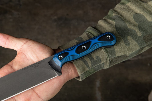 TOPS Knives Dicer 10 Slicer Knife 10" Black/Blue G-10
