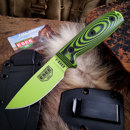 ESEE Knives ESEE 3PMVG-007 Venom Green Blade 3D G10 Neon Green and Black Knife ESEE3PMVG007
