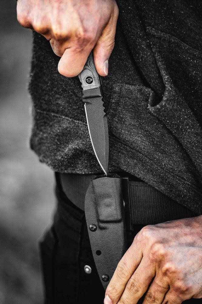 TOPS Knives Little Bro Knife Fixed Blade (3" Black Plain)
