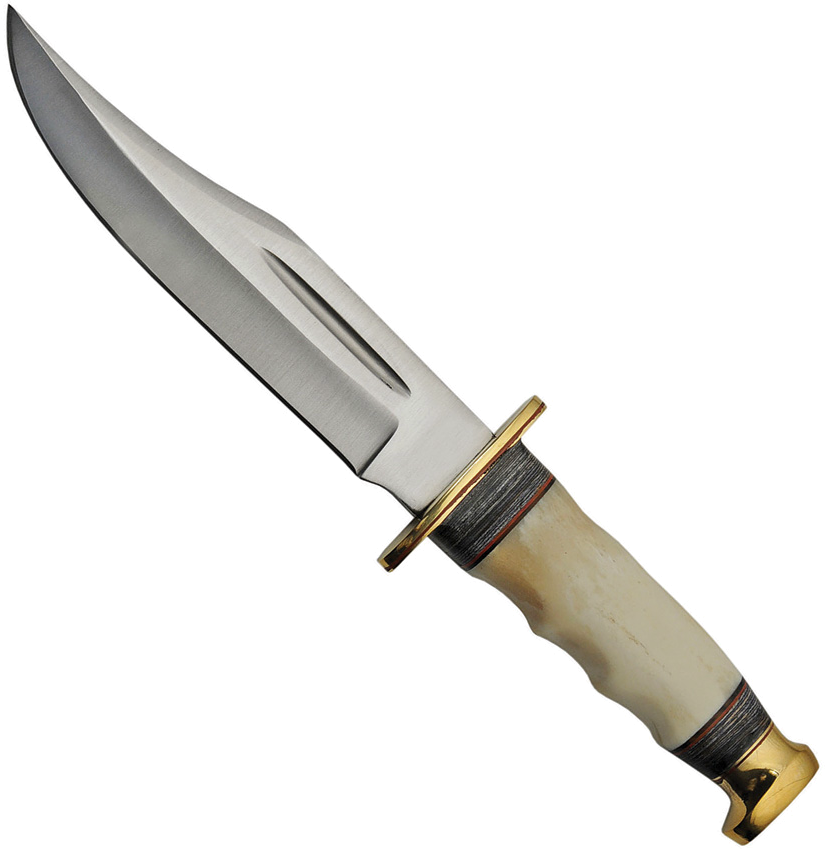 Pakistan 203412BO Satin Fixed Blade Knife Bowie Bone Handles
