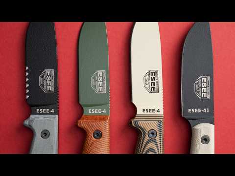 ESEE Model 4 OD Green Blade 3D Natural Canvas Micarta survival knife 4POD-011 black sheath + belt clip