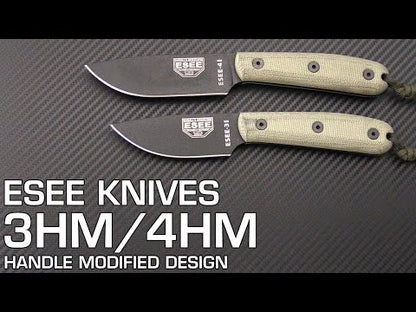 ESEE Model 3HM bushcraft knife Modified Handle, leather sheath
