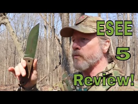 ESEE Model 5 Dark Earth Blade 3D Coyote-Black G10 survival knife 5PDE-005 kydex sheath + clip plate