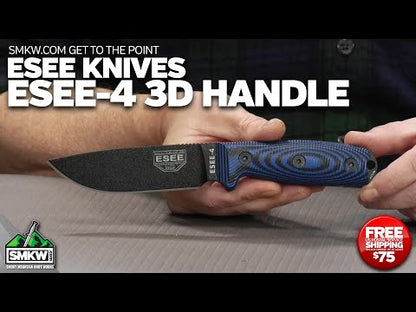 ESEE Model 4 Dark Earth Blade 3D Black G10 survival knife 4PDE-001 black sheath + belt clip 