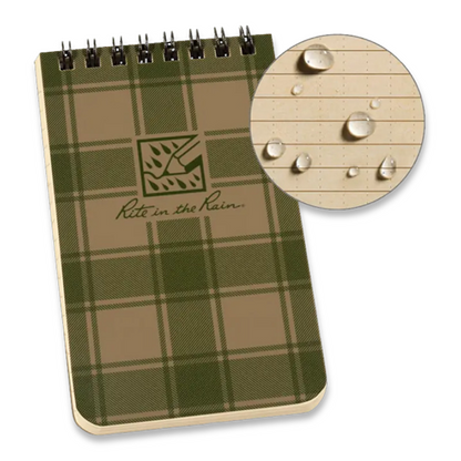 Rite in the Rain All-Weather Top-Spiral Pocket Notebook 3" x 5" Tan Plaid PL935T – image 2