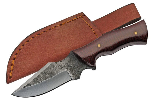 Pakistan 203422 Blacksmith Carbon Fixed Blade Knife Burgundywood Handles