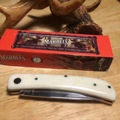 Marbles 579 Work Knife White Smooth Bone

