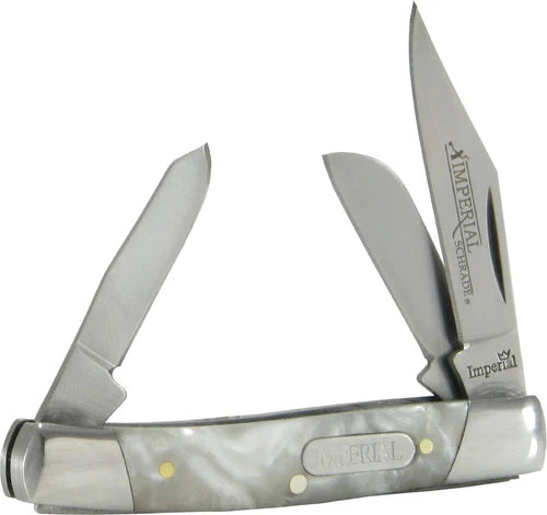 Imperial Schrade 14 Small Stockman Folding Pocket Knife with Cracked Ice Celluloid Handle
