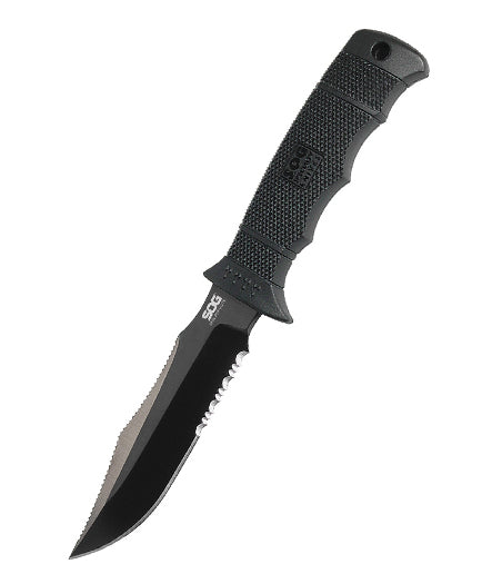 SOG E37TK SEAL Pup Elite Serrated Black Fixed Blade Knife Zytel Handles
