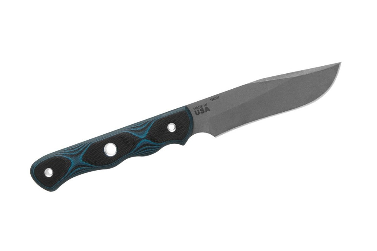 TOPS Knives Spirit Hunter 2 - Tactical Gray Finish - 4.25" Blade - 154CM Steel - Blue and Black G10 Handle
