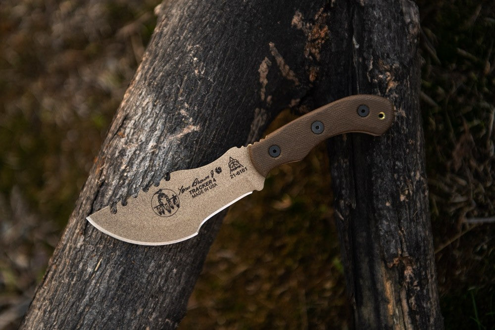 TOPS Tom Brown Tracker T-4 survival knife, tan TBT04TAN
