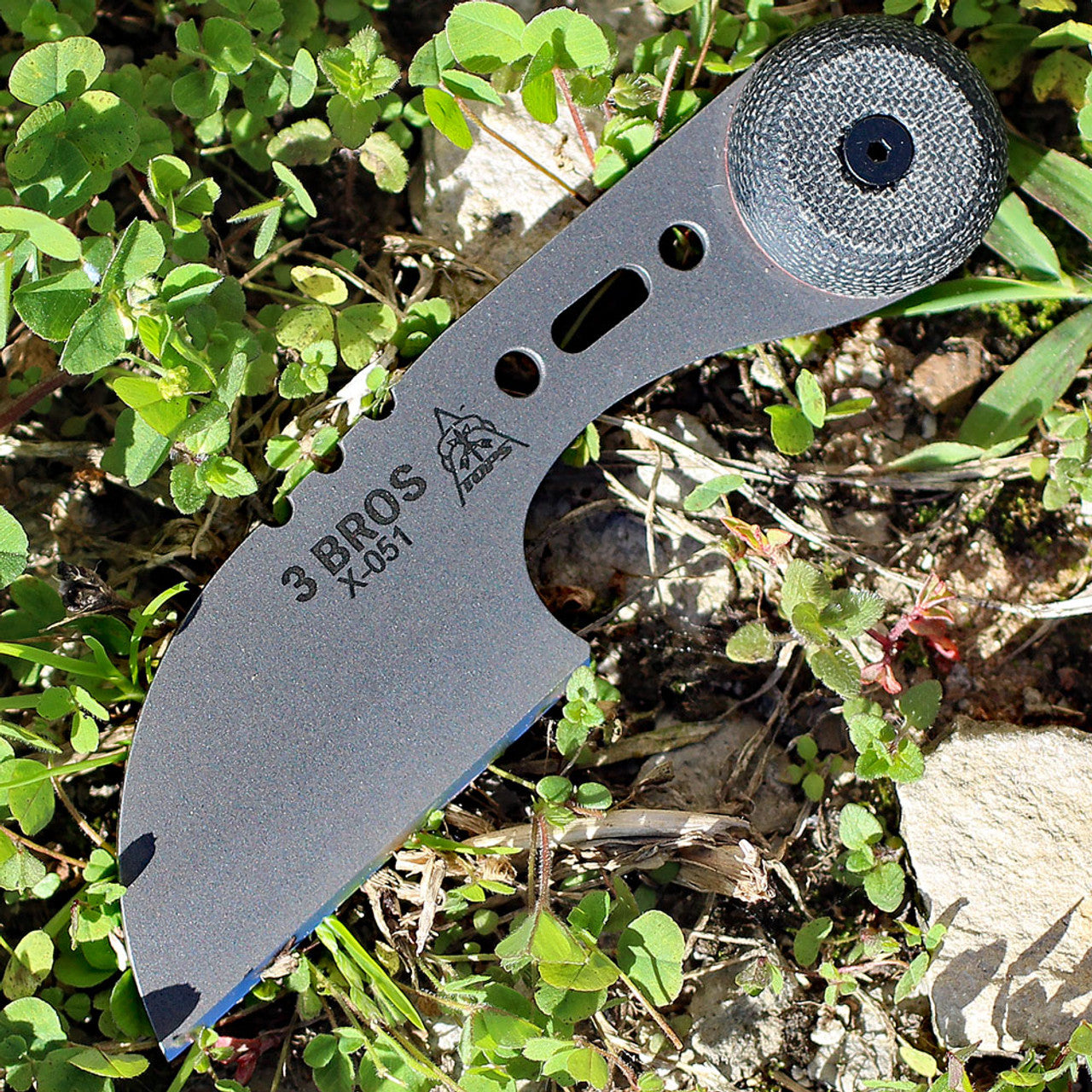 TOPS Knives 3 Bros Sheep's Foot - 1095 Carbon Steel Blade, Blk Canvas Micarta 3BR-03
