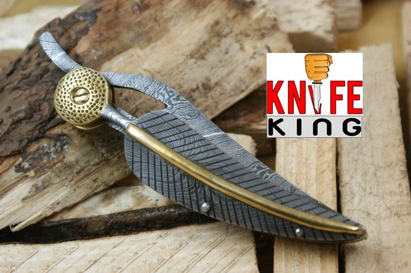 Custom Handmade Folding Knife With Leather Sheath by Knife King