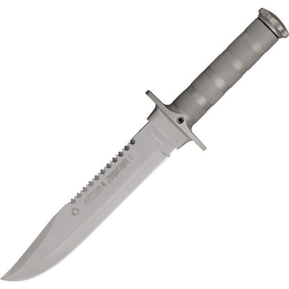 Aitor 16015 Jungle King I Fixed Stainless Clip Point Blade Knife with Knurled Stainless Handle
