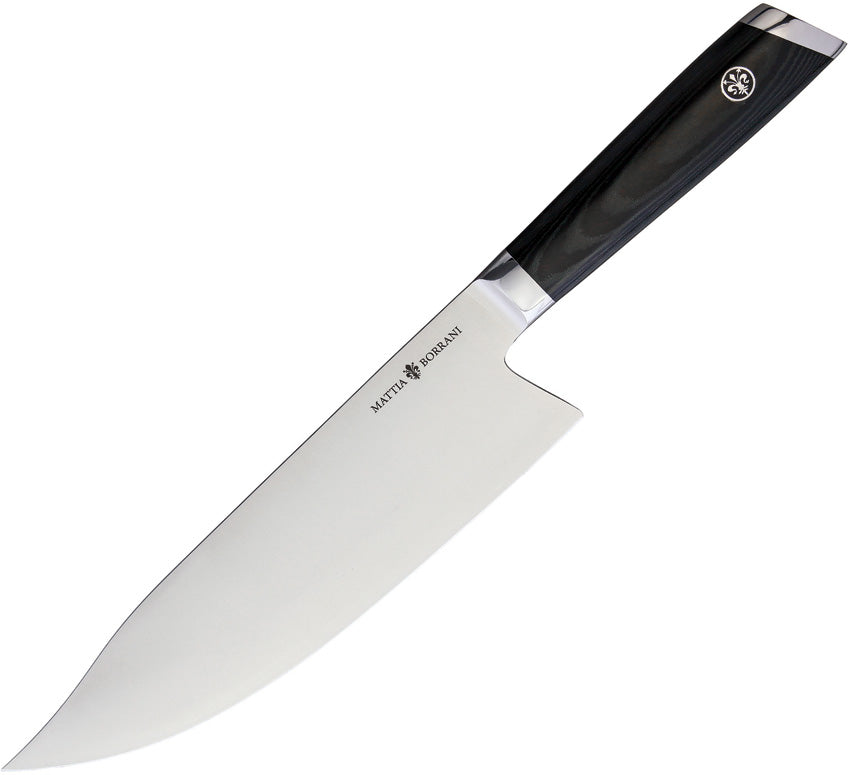 Mattia Borrani Cutlery Bowie Chef's Knife with Black Handle