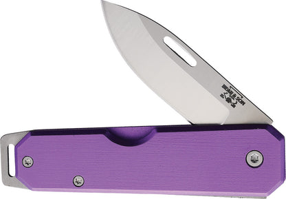 Bear & Son 110PL Slipjoint Folding Knife 2.56" Satin Drop Point Blade, Purple Aluminum Handles