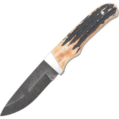 Bear Cutlery Damascus India Stag Bone Pro Skinner Knife (3.625" Plain) 549D