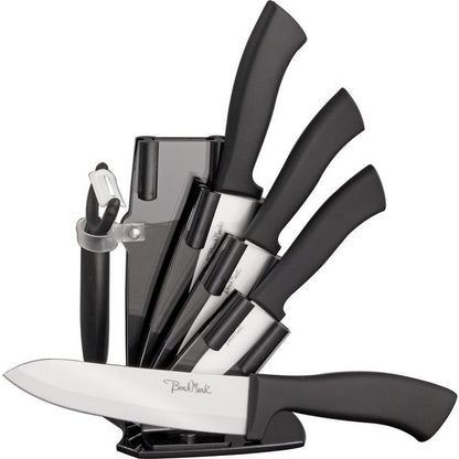 Benchmark 061 Ceramic Kitchen Knife Set with Black Contoured Rubber Handle
