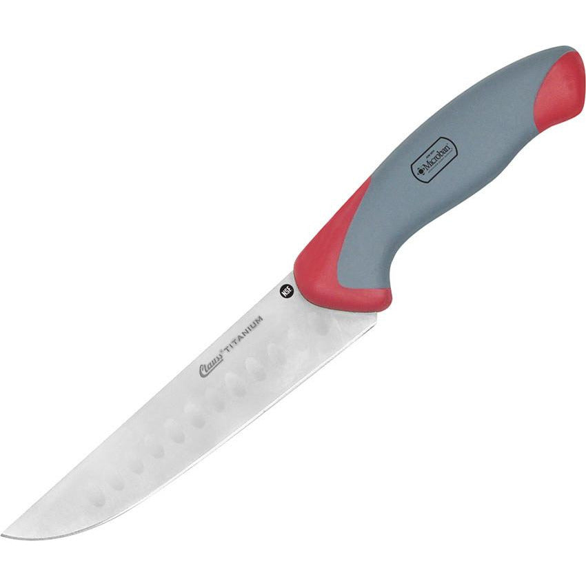 Clauss Titanium Chefs Knife with Sharp Blade and Red & Gray Ergonomic Handle