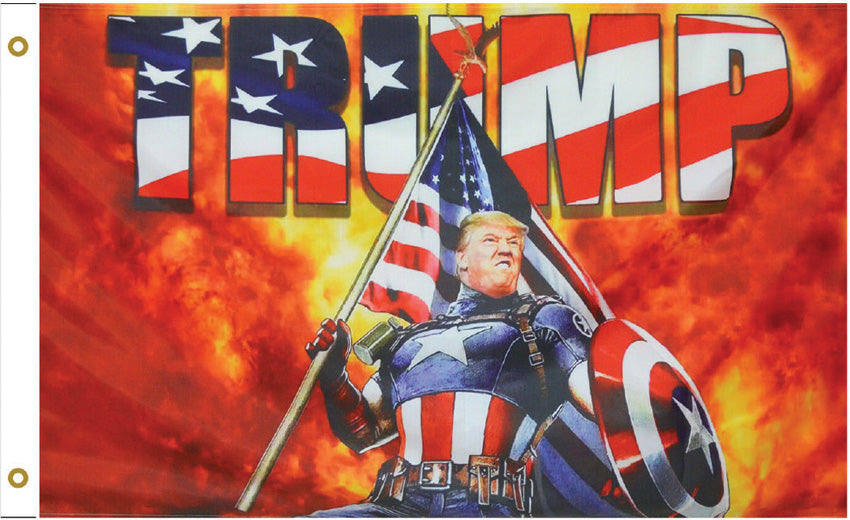 Donald Trump Re-Election Trump Captain America Flag STRCAM