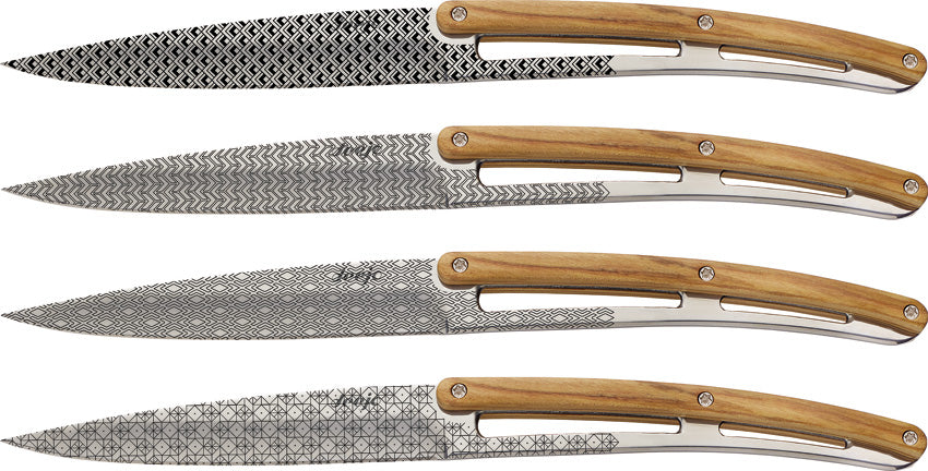 Deejo Steak Knives Geometry Olive 4AB000013