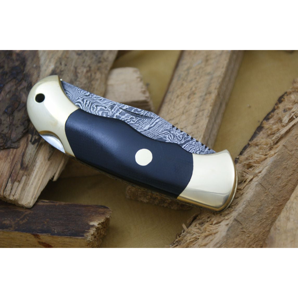 Custom Handmade Folding Knife With Leather Sheath by Knife King