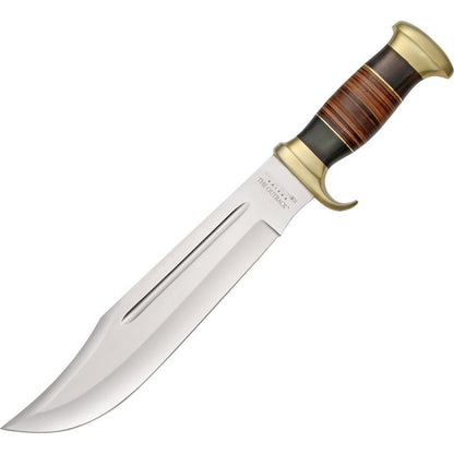 Down Under Knives The Outback Hunting Bowie Knife 11" Polished Blade, Leather Handle - DUKCD