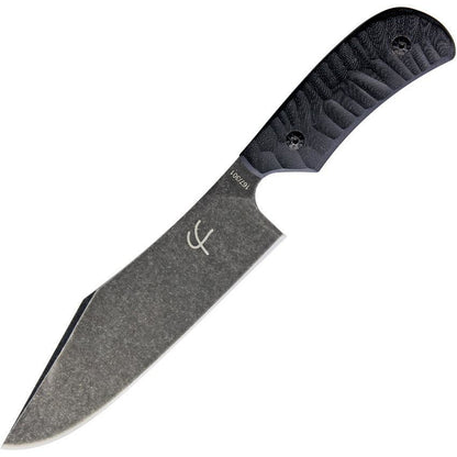 Fred Perrin Le Bowie Fixed Blade Knife Black G-10 (6.2" Black Stonewash)