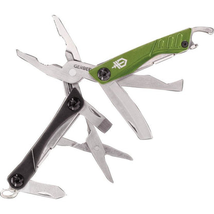 Gerber Gear Dime 12-in-1 Mini EDC Multitool - Needle Nose Pliers, Pocket Knife, Keychain, Bottle Opener - EDC Gear and Equipment - Green