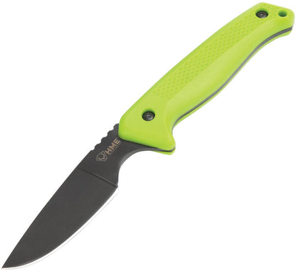 HME 01860 Caping Black Fixed Blade Knife Green Handles
