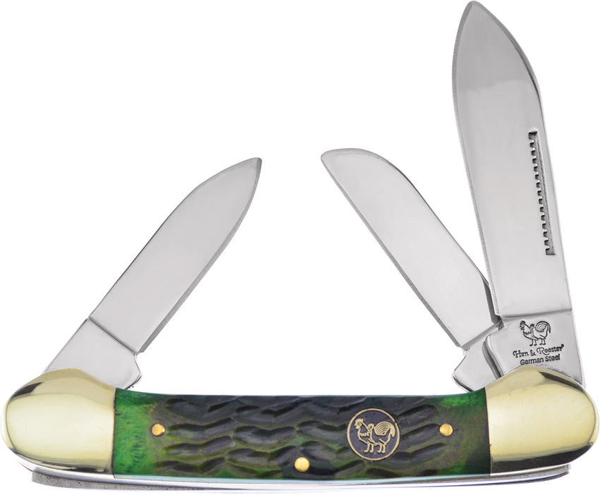 Hen & Rooster Canoe Antique Green Bone 353L-AGB