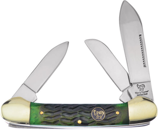Hen & Rooster Canoe Antique Green Bone 353L-AGB