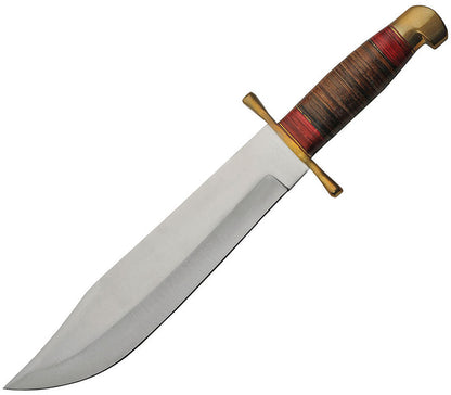 Pakistan 203414 Bowie Satin Fixed Blade Knife Stacked Handles
