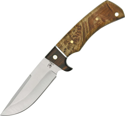Rough Rider 844 Hunting Fixed Stainless Blade Knife with Burl Wood Handles
