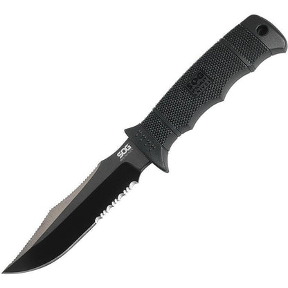SOG E37TK SEAL Pup Elite Serrated Black Fixed Blade Knife Zytel Handles
