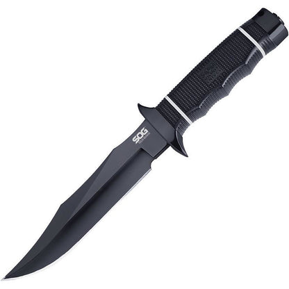 SOG S10BK Tech Bowie Black Fixed Blade Knife Black Handles
