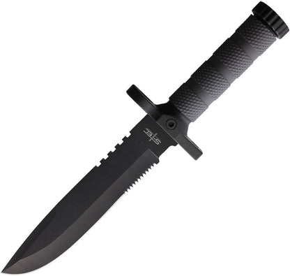 S-TEC 22188BK2 Survival Black Fixed Blade Knife Gray Handles
