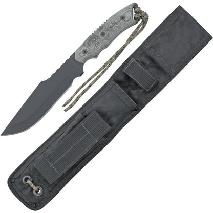 TOPS 906 Alaskan Harpoon Fixed Black Traction Coating Blade Knife with Black Linen Micarta Handles
