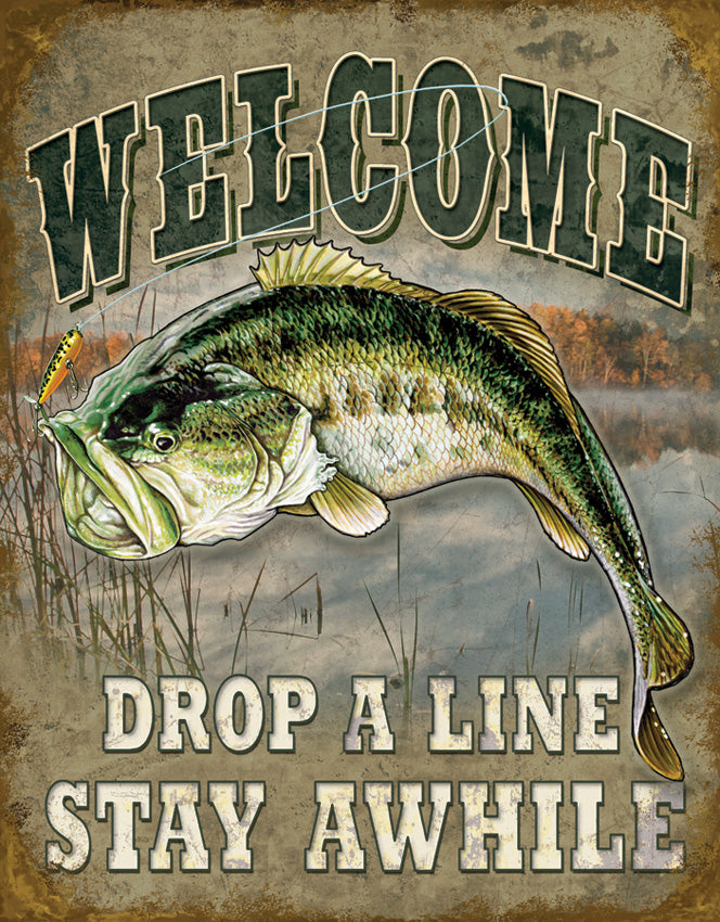 Tin Signs Welcome Bass Fishing 1669