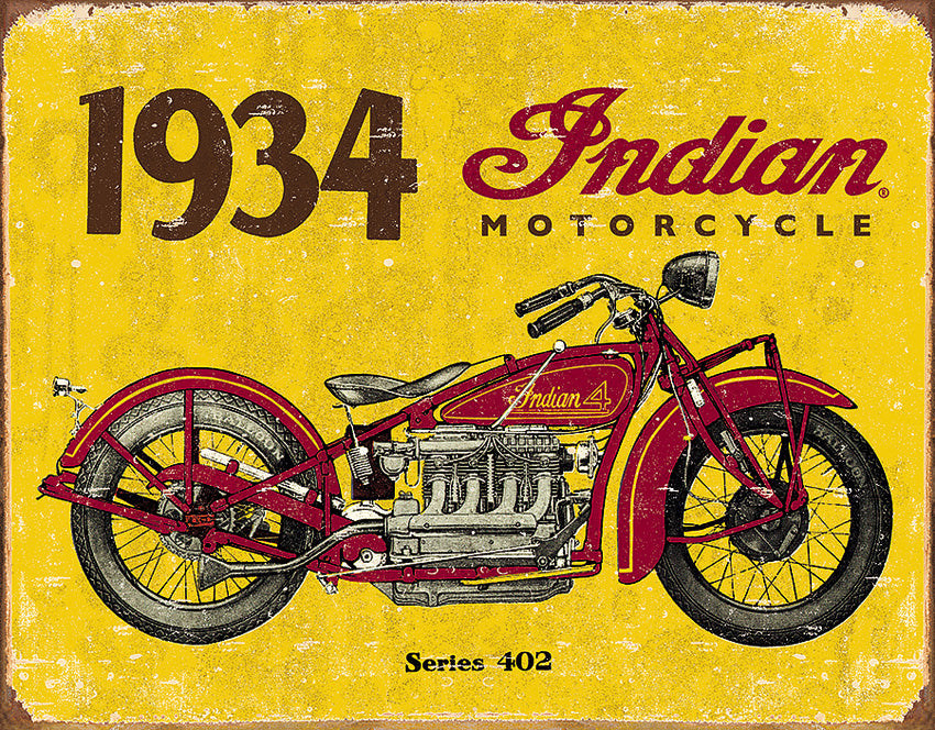 Tin Signs 1934 Indian Motorcycles 1929