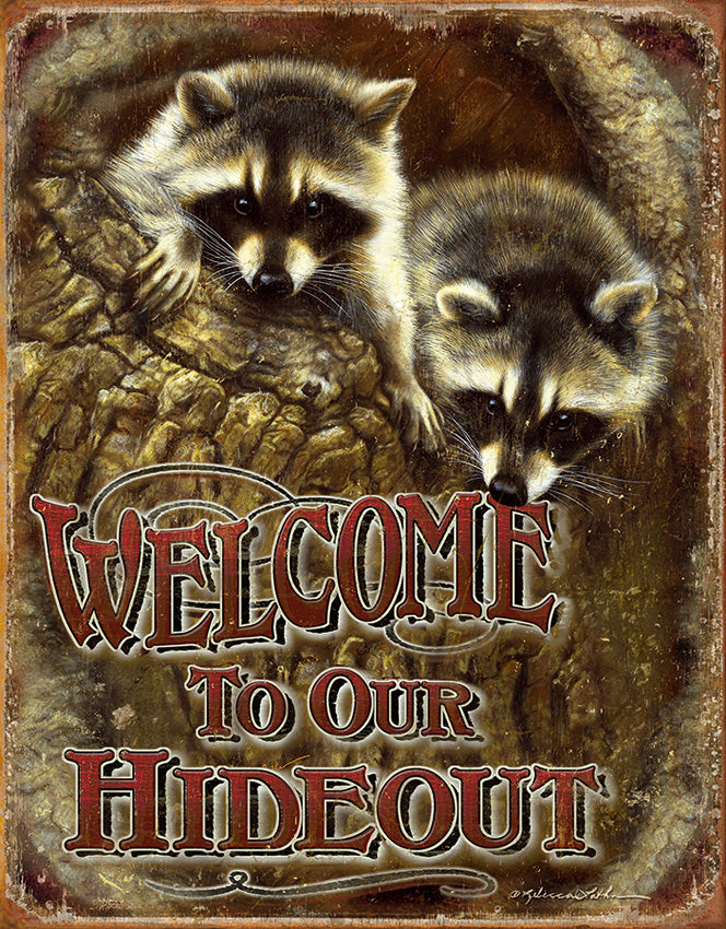 Tin Signs Welcome To Our Hideout 1948